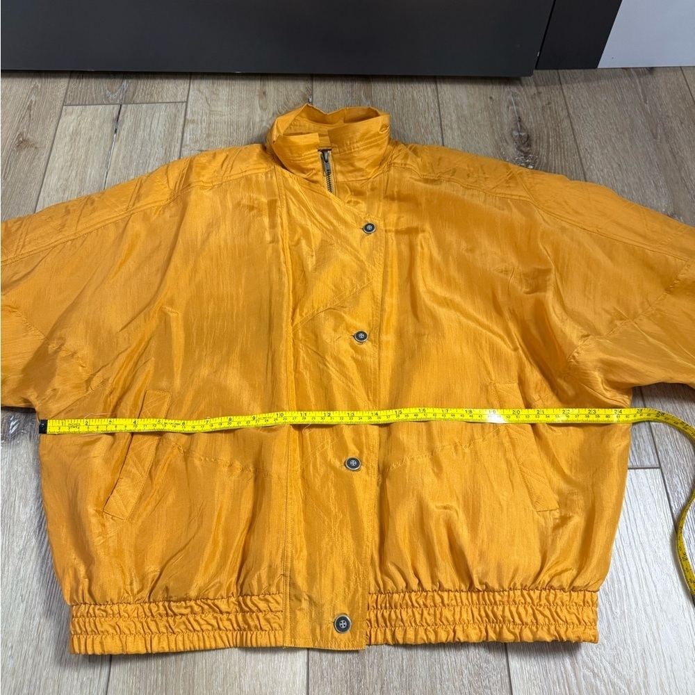 Vintage 80s 90s Otello Pelle Women's Windbreaker Size XL Gold 100% Silk - Picture 9 of 11